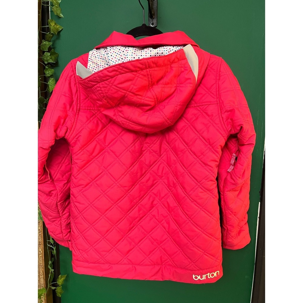 Burton Girls Hot Pink Quilted Snowboard Jacket Hooded Ski Coat Size Medium 10/12 - Picture 2 of 8